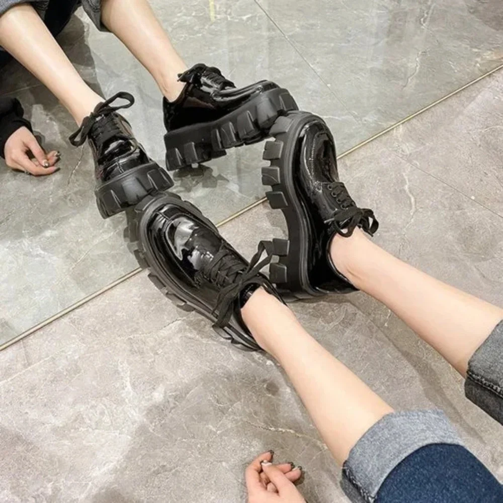 casual lace-up platform platform shoes - Picture 1 of 5